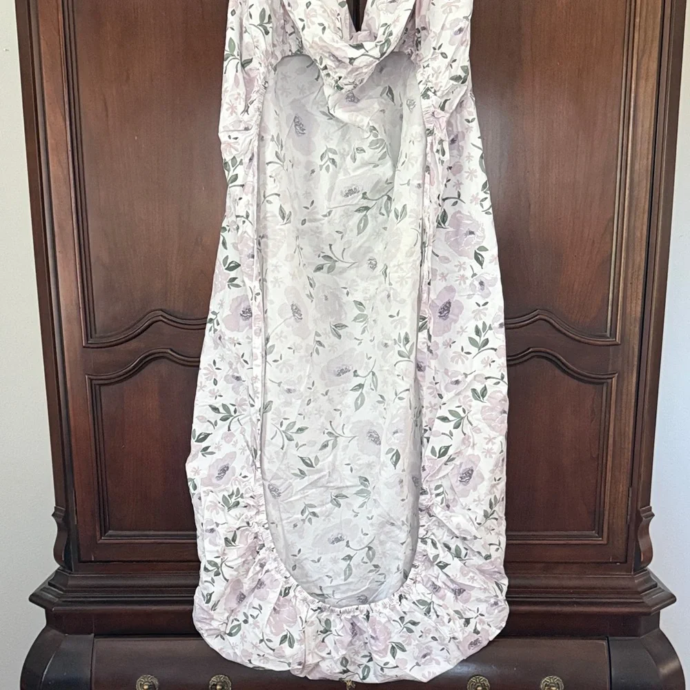 Pottery Barn Kids Cotton Floral Crib Sheet Pink Lavender PBK